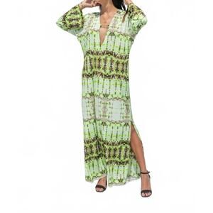 NEW BELLE D'AMOUR south beach kaftan in lime green